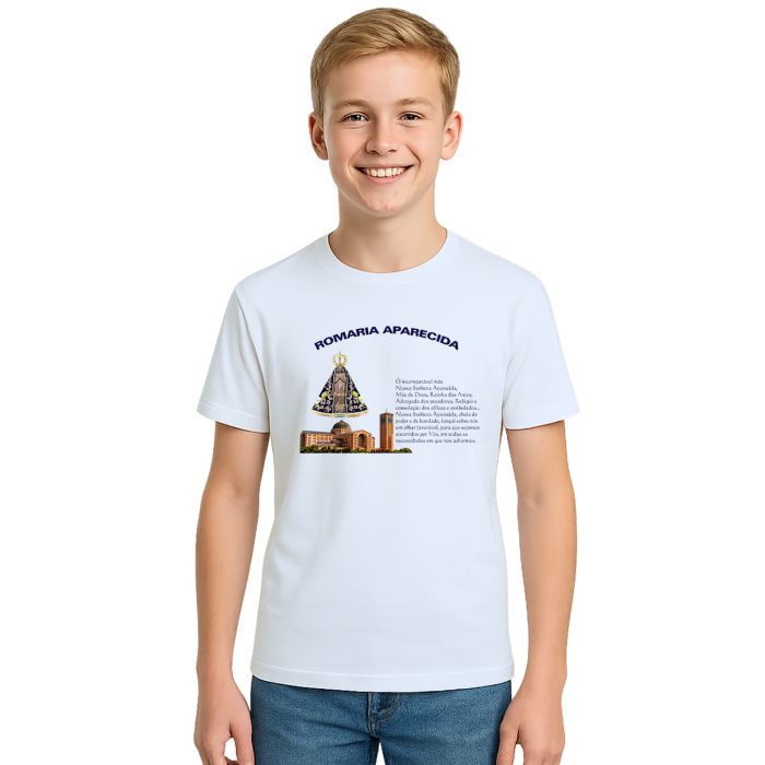 Camiseta Romaria Aparecida Com Oração Personalizada
