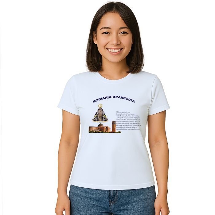 Camiseta Romaria Aparecida Com Oração Personalizada