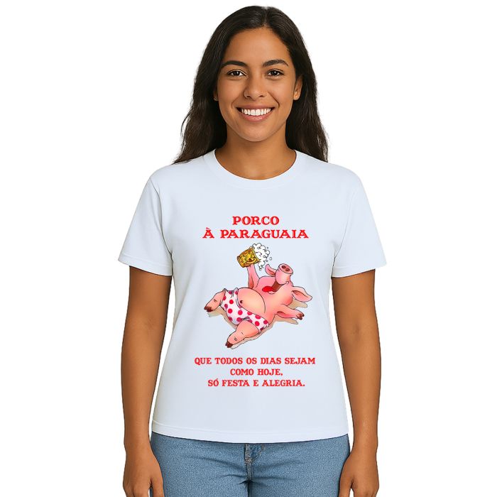 Camiseta Churrasco Porco A Paraguaia Estampa Personalizada