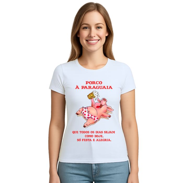 Camiseta Churrasco Porco A Paraguaia Estampa Personalizada