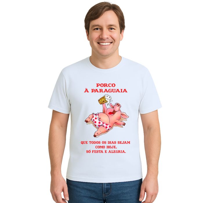 Camiseta Churrasco Porco A Paraguaia Estampa Personalizada