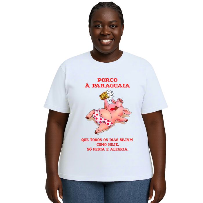 Camiseta Churrasco Porco A Paraguaia Estampa Personalizada