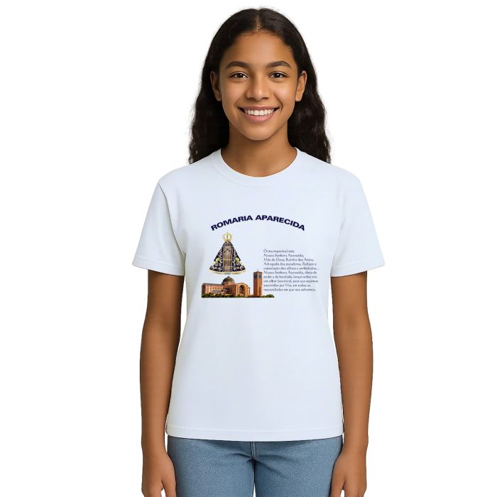 Camiseta Romaria Aparecida Com Oração Personalizada