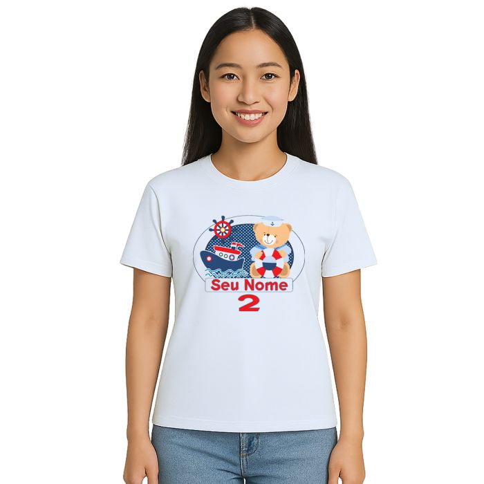 Camiseta Ursinho Marinheiro Boat Estampa Personalizada