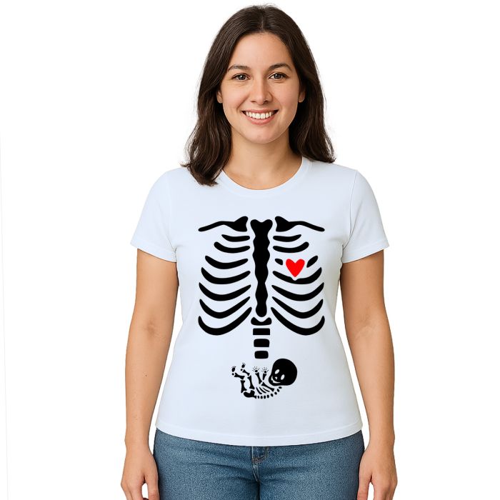 Camiseta Esqueleto Raio X Grávida Estampa Personalizada