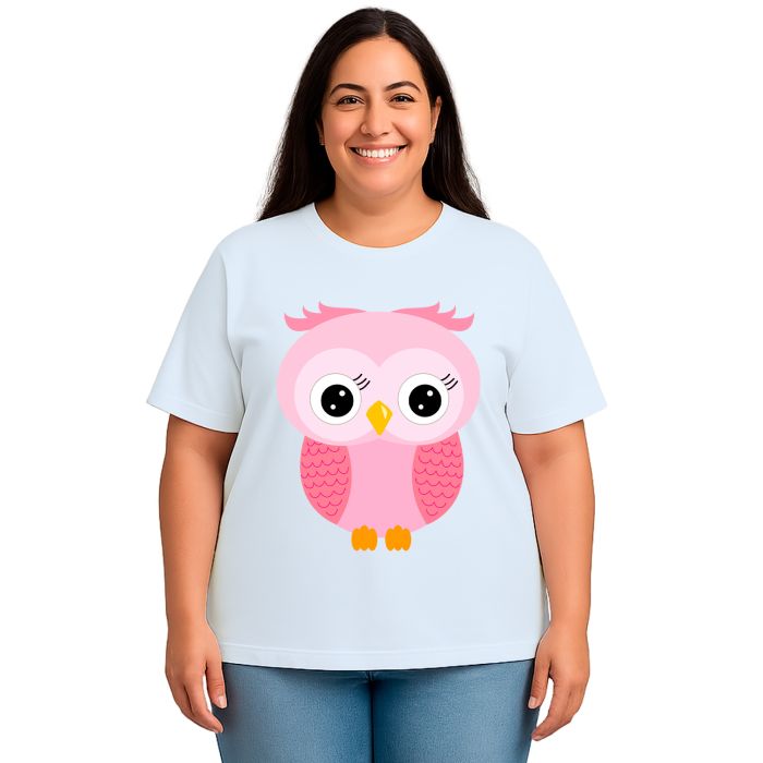 Camiseta Coruja Rosa Corujinha Estampa Personalizada