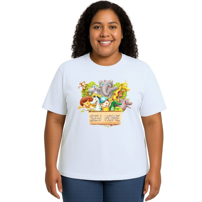 Camiseta Safari Kids Animais Estampa Personalizada