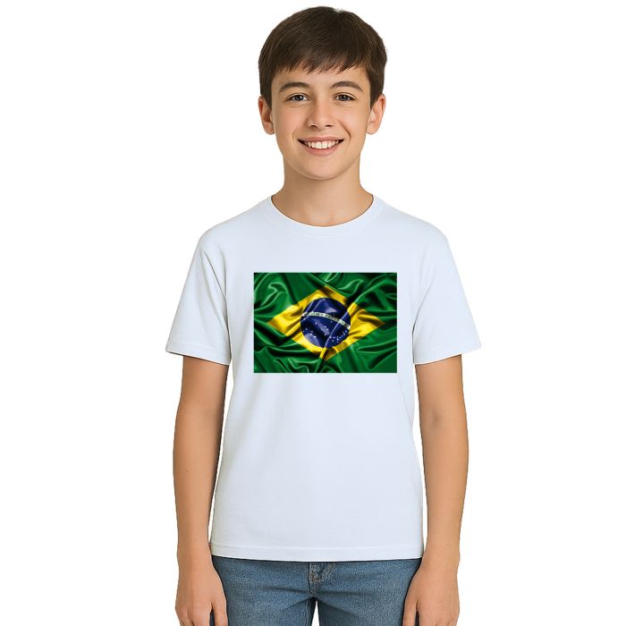 Camiseta Brasil Bandeira Torcida Estampa Personalizada