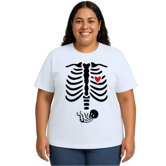 Camiseta Esqueleto Raio X Grávida Estampa Personalizada