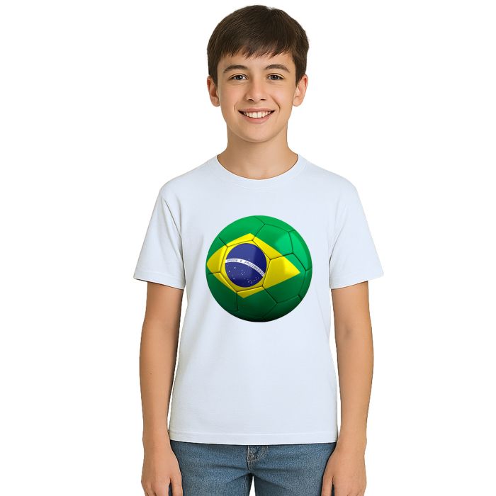 Camiseta Brasil Bola Futebol Estampa Personalizada