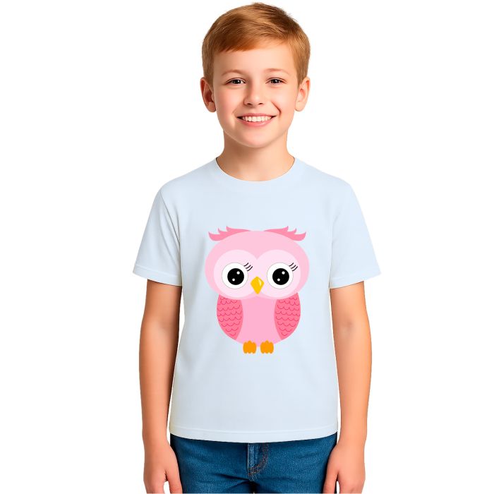Camiseta Coruja Rosa Corujinha Estampa Personalizada