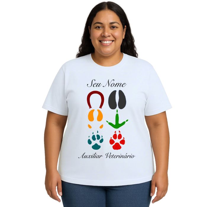 Camiseta Auxiliar Veterinário Estampa Personalizada