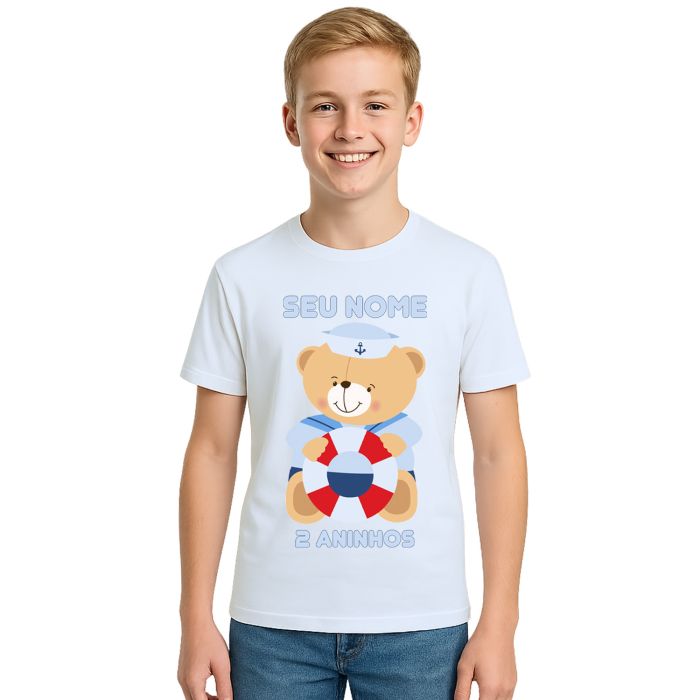 Camiseta Ursinho Marinheiro Buoy Estampa Personalizada