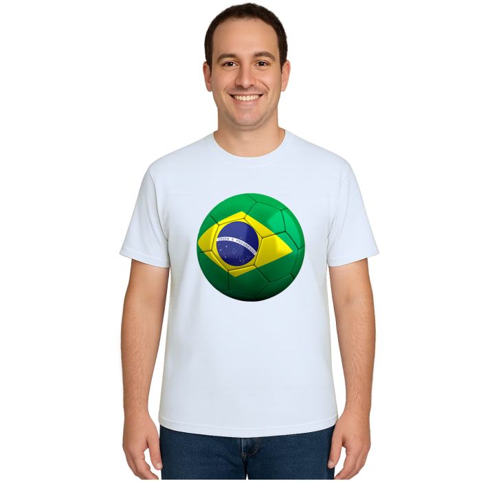 Camiseta Brasil Bola Futebol Estampa Personalizada