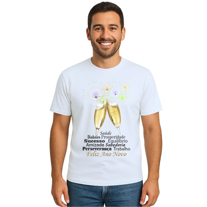 Camiseta Ano Novo Réveillon Brinde Frases Personalizada