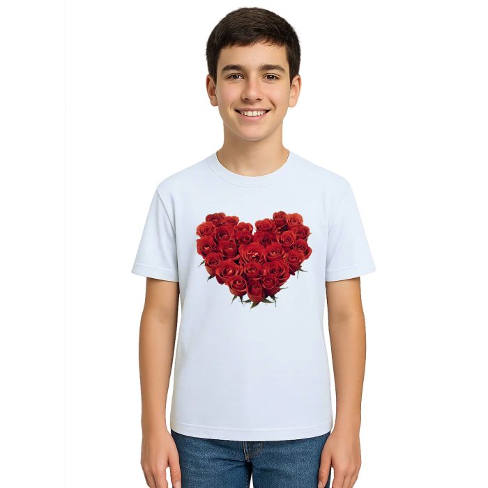 Camiseta Coração De Rosas Estampa Personalizada