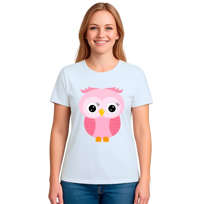 Camiseta Coruja Rosa Corujinha Estampa Personalizada
