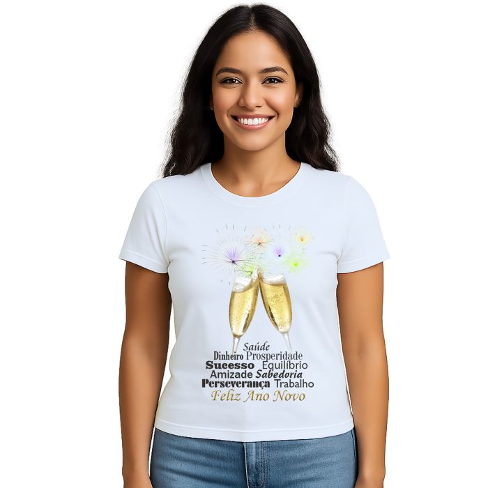 Camiseta Ano Novo Réveillon Brinde Frases Personalizada