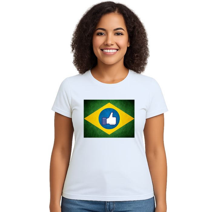 Camiseta Brasil Bandeira Like Estampa Personalizada