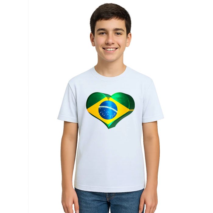 Camiseta Brasil Coração Amor Estampa Personalizada