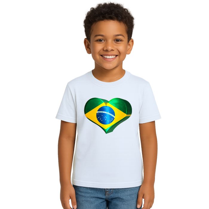 Camiseta Brasil Coração Amor Estampa Personalizada