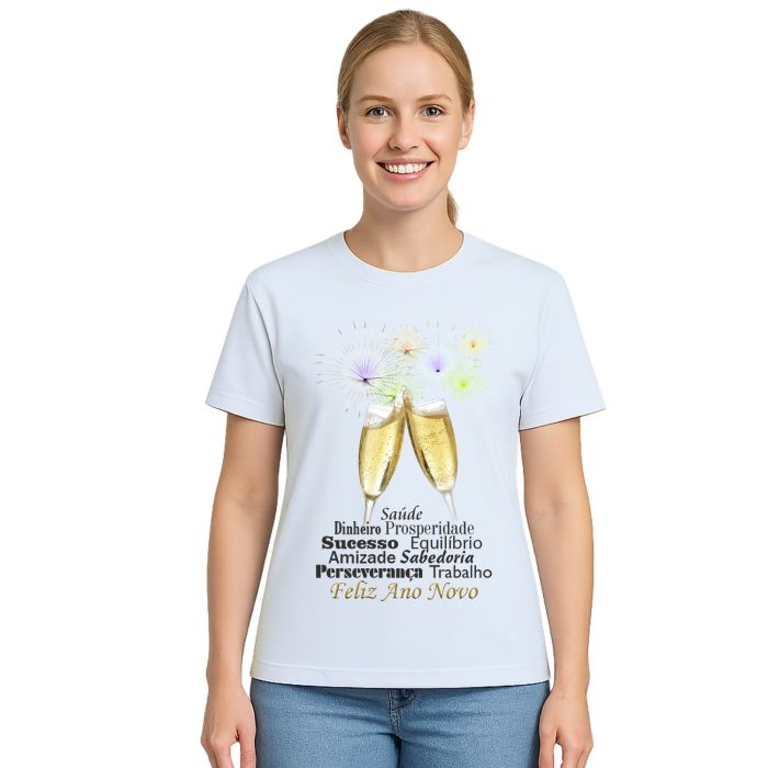 Camiseta Ano Novo Réveillon Brinde Frases Personalizada