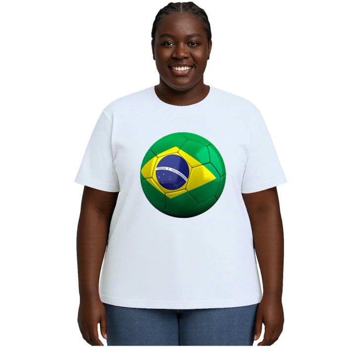 Camiseta Brasil Bola Futebol Estampa Personalizada