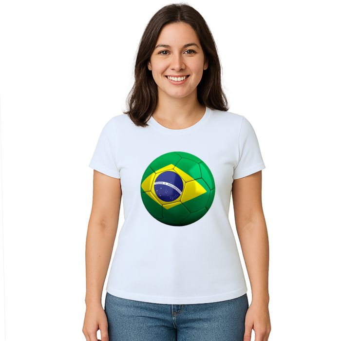 Camiseta Brasil Bola Futebol Estampa Personalizada