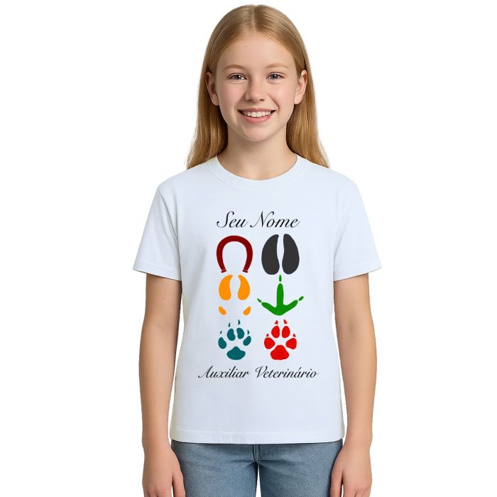 Camiseta Auxiliar Veterinário Estampa Personalizada