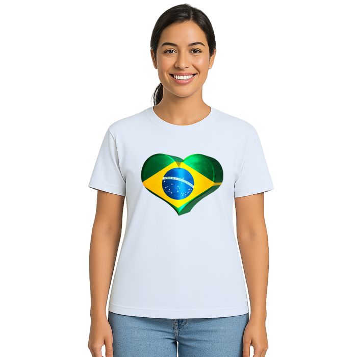 Camiseta Brasil Coração Amor Estampa Personalizada