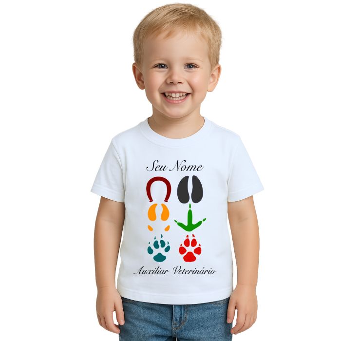 Camiseta Auxiliar Veterinário Estampa Personalizada