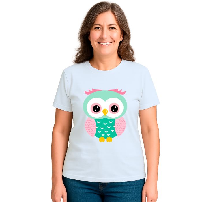Camiseta Coruja Verde Corujinha Estampa Personalizada