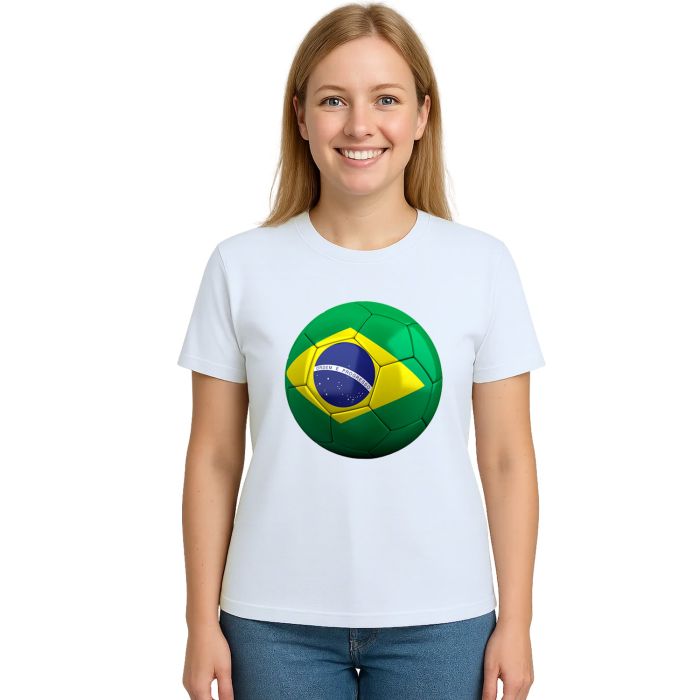 Camiseta Brasil Bola Futebol Estampa Personalizada