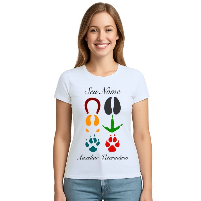 Camiseta Auxiliar Veterinário Estampa Personalizada