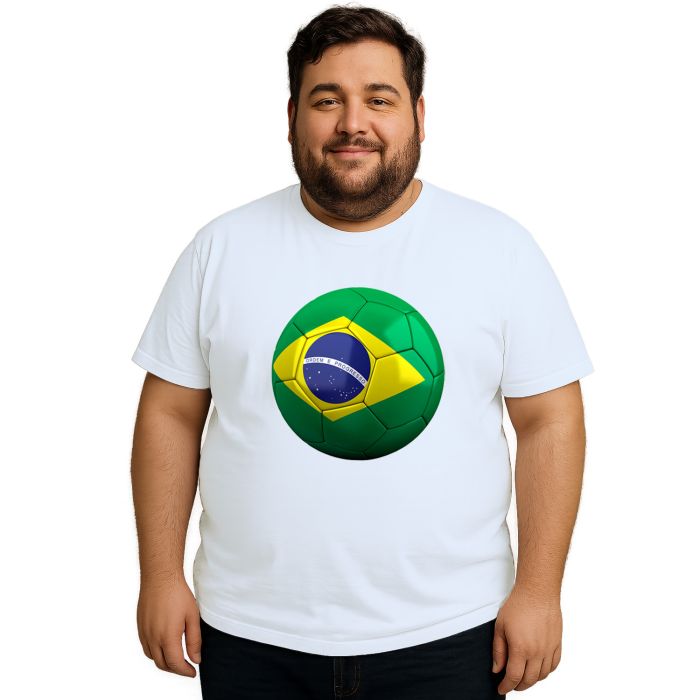Camiseta Brasil Bola Futebol Estampa Personalizada