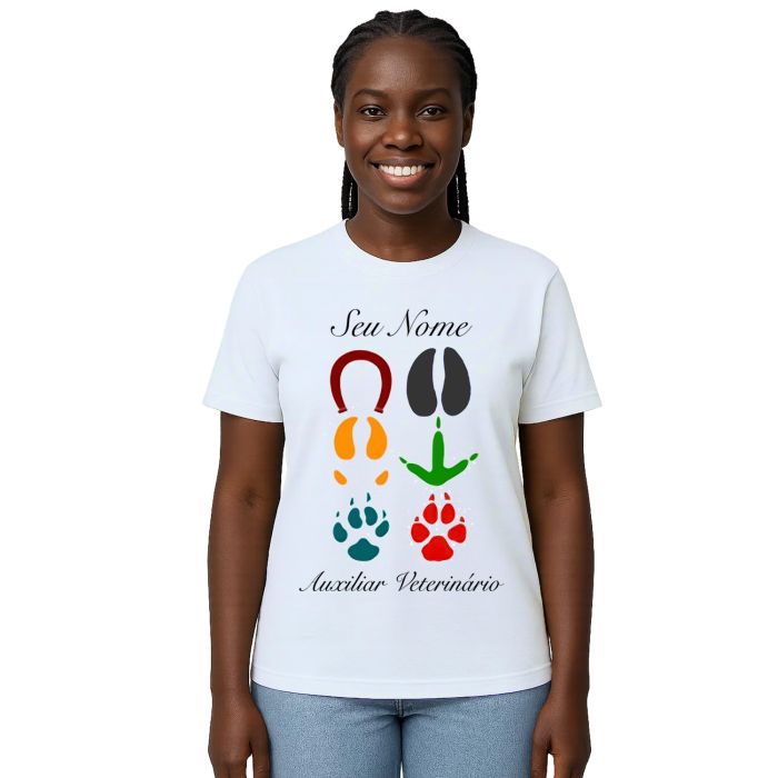 Camiseta Auxiliar Veterinário Estampa Personalizada