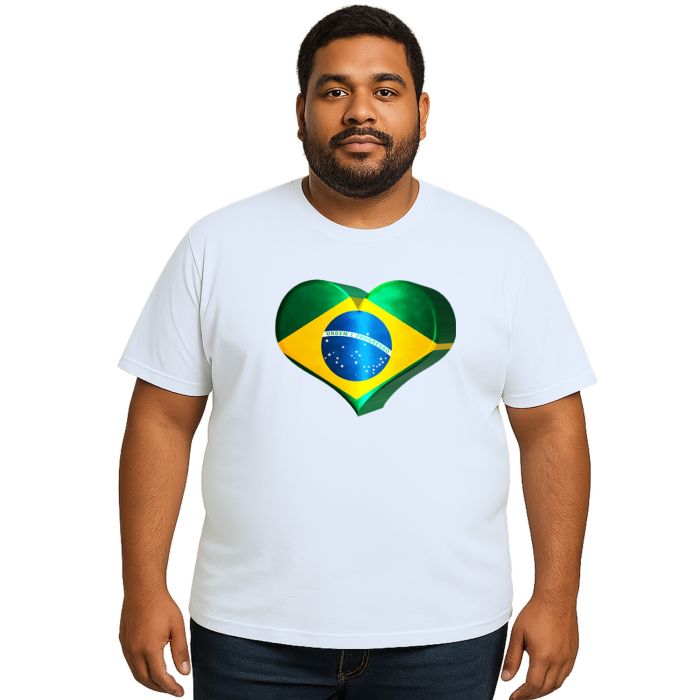 Camiseta Brasil Coração Amor Estampa Personalizada