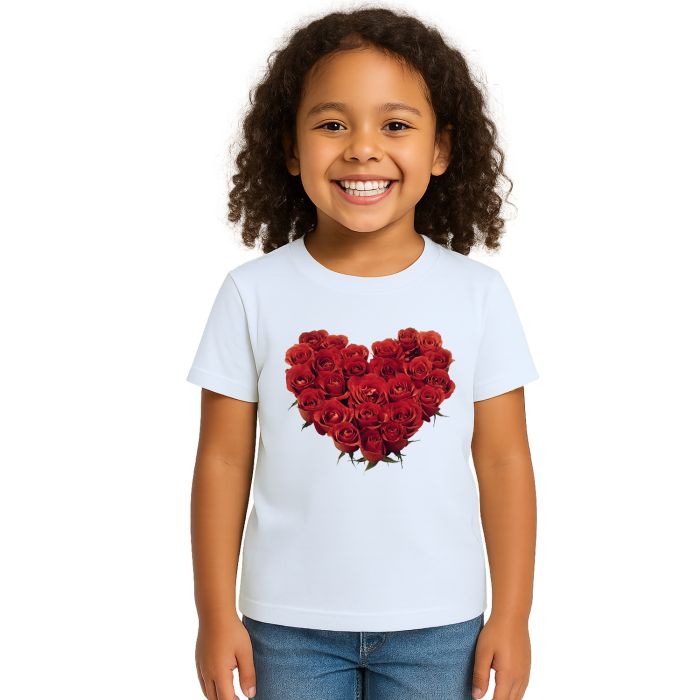 Camiseta Coração De Rosas Estampa Personalizada