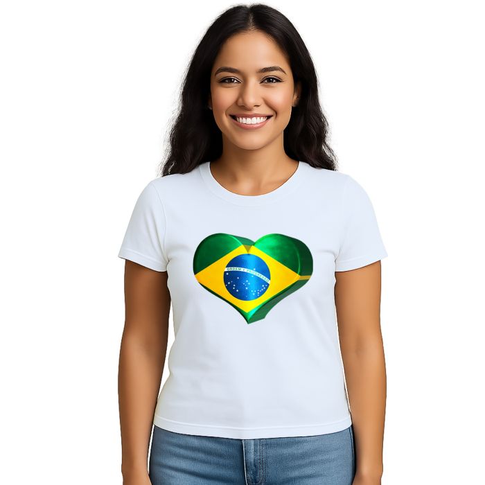 Camiseta Brasil Coração Amor Estampa Personalizada