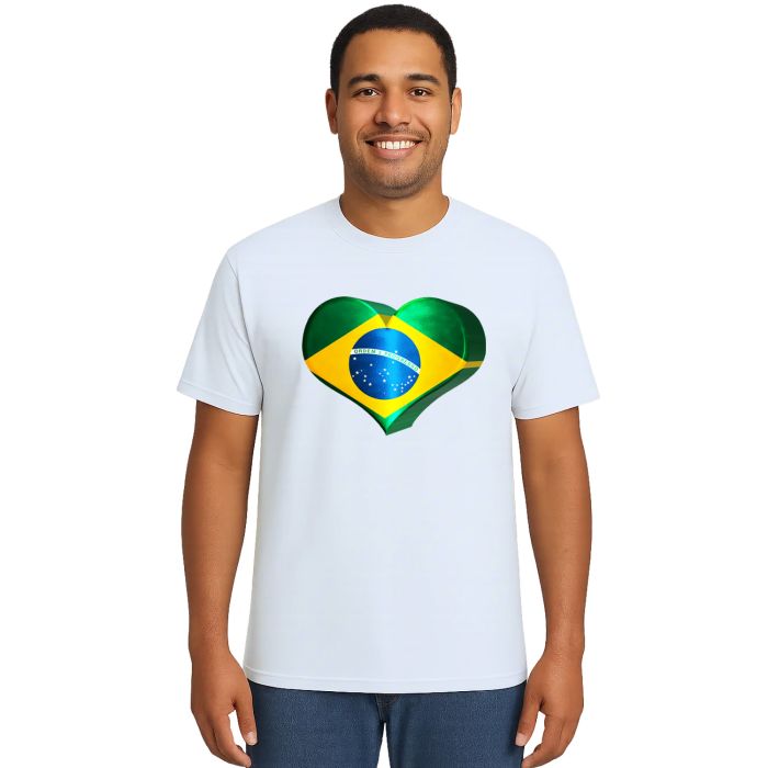 Camiseta Brasil Coração Amor Estampa Personalizada