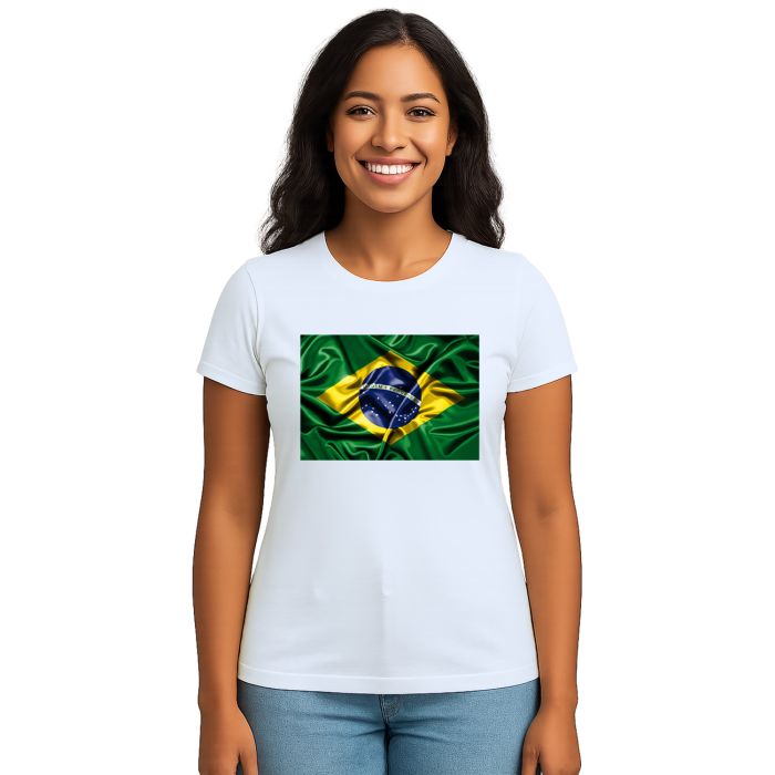 Camiseta Brasil Bandeira Torcida Estampa Personalizada