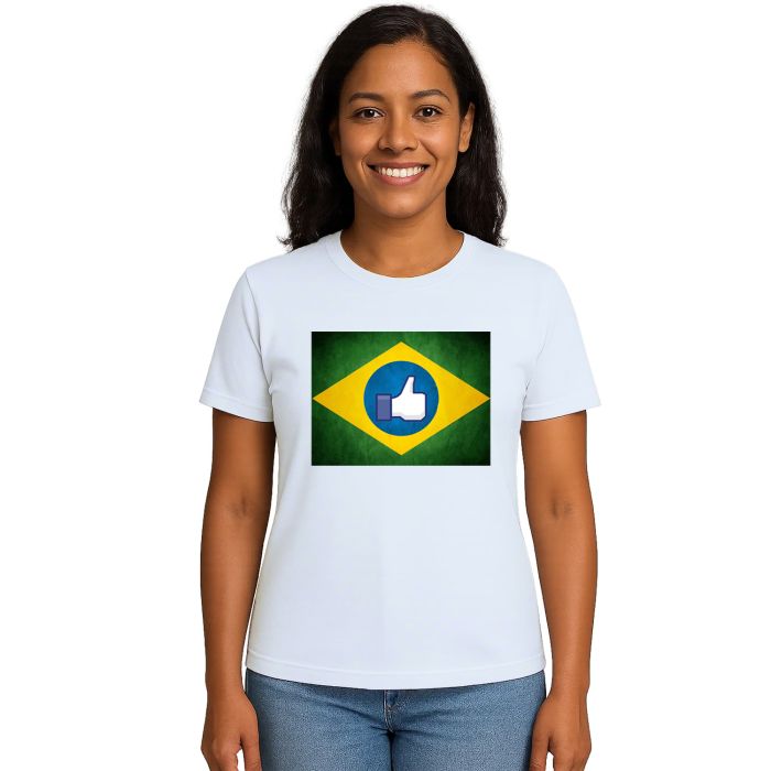 Camiseta Brasil Bandeira Like Estampa Personalizada