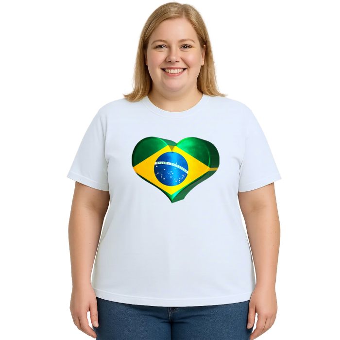 Camiseta Brasil Coração Amor Estampa Personalizada