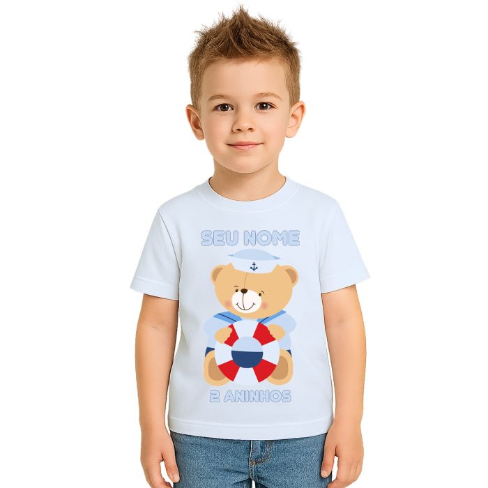 Camiseta Ursinho Marinheiro Buoy Estampa Personalizada