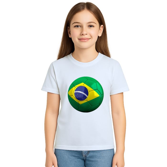 Camiseta Brasil Bola Futebol Estampa Personalizada