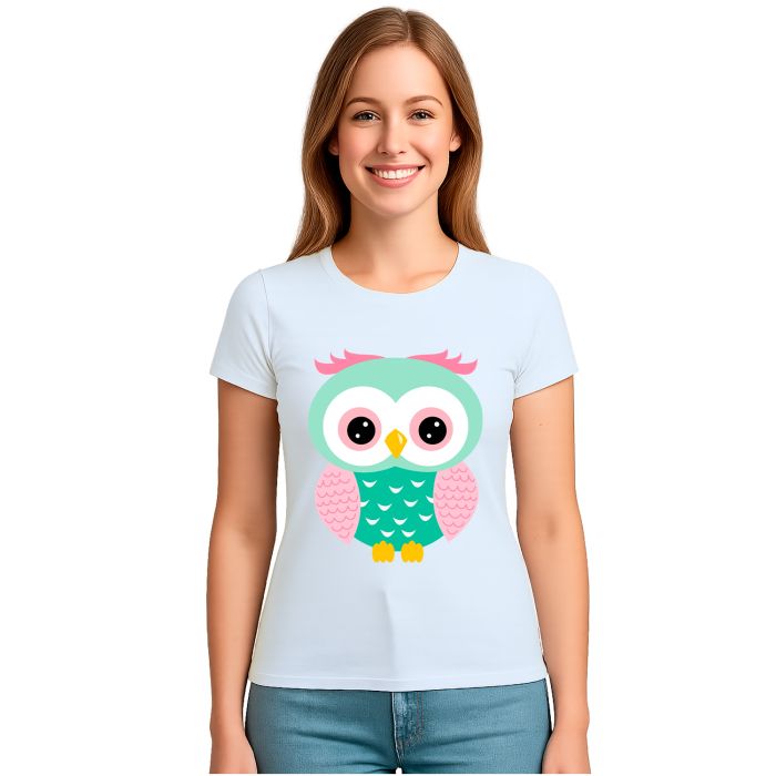 Camiseta Coruja Verde Corujinha Estampa Personalizada