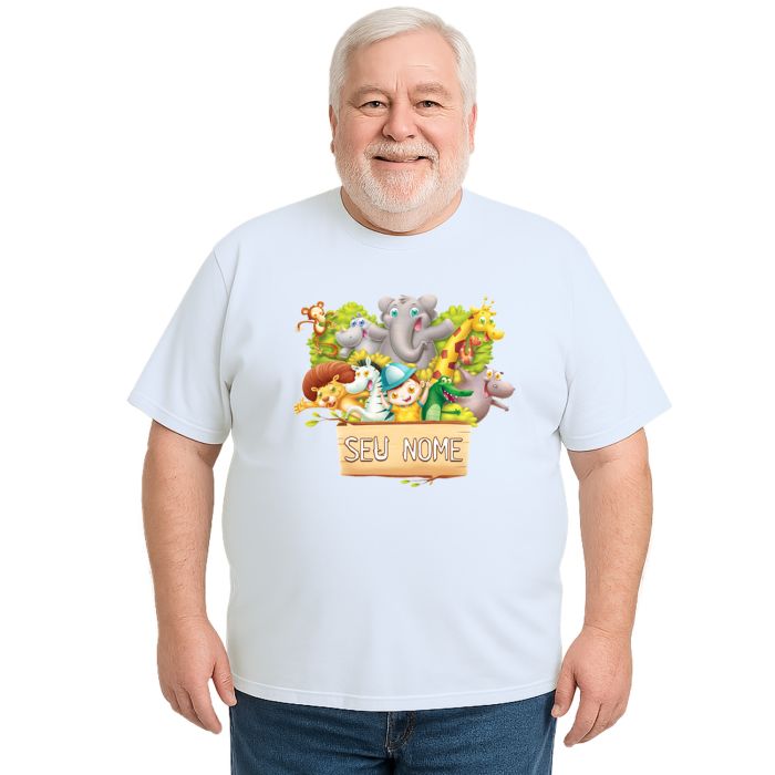 Camiseta Safari Kids Animais Estampa Personalizada
