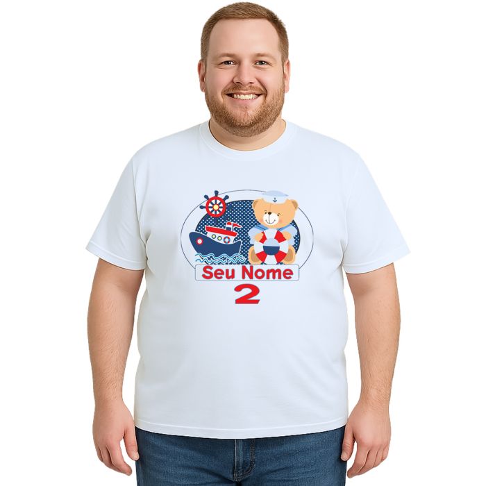 Camiseta Ursinho Marinheiro Boat Estampa Personalizada
