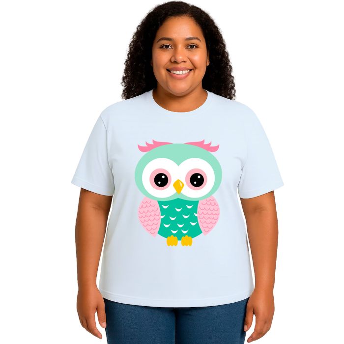 Camiseta Coruja Verde Corujinha Estampa Personalizada