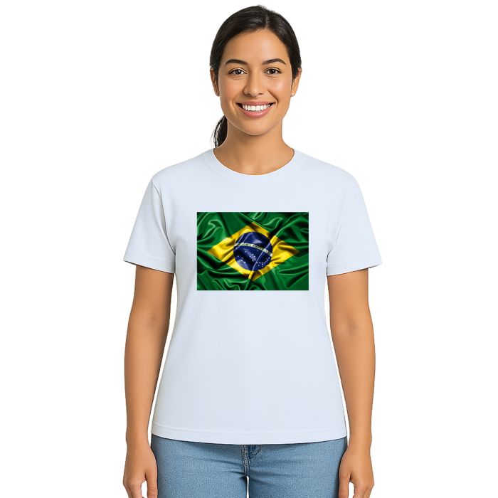 Camiseta Brasil Bandeira Torcida Estampa Personalizada